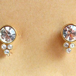 Tri-set Rhinestone Earrings in Gold Setting